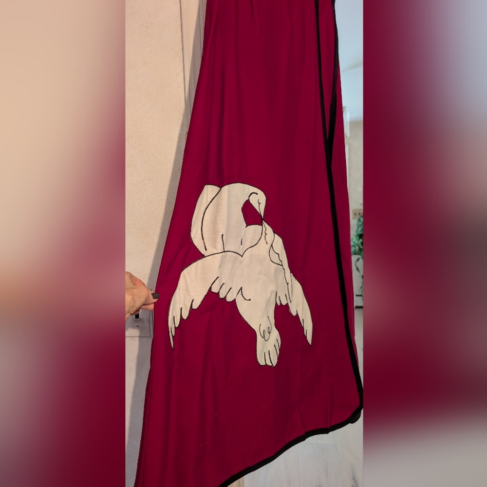 Red Dress with White Bird Design